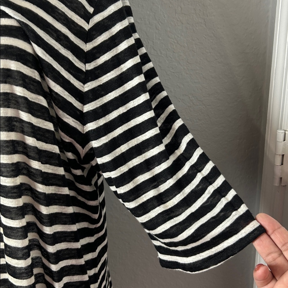 Lauren Ralph Lauren women  100% Linen.Black White Striped blouse XL.Vacation - Picture 7 of 12